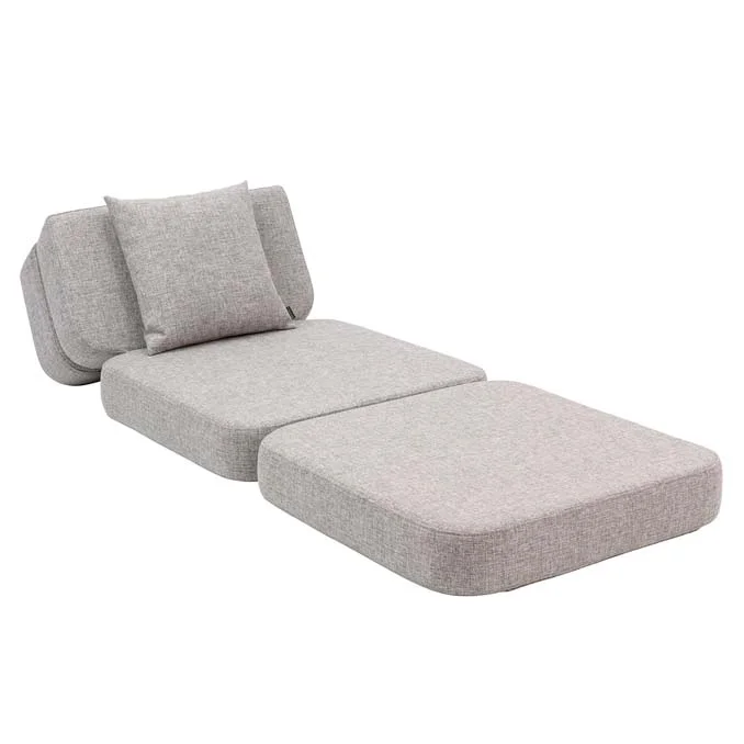 3-Fold Sofa Single soft, beige mit sandfarbenen Knöpfen, byKlipKlap