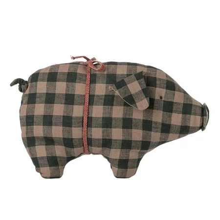 Maileg Schwein, klein - Grün Kariert