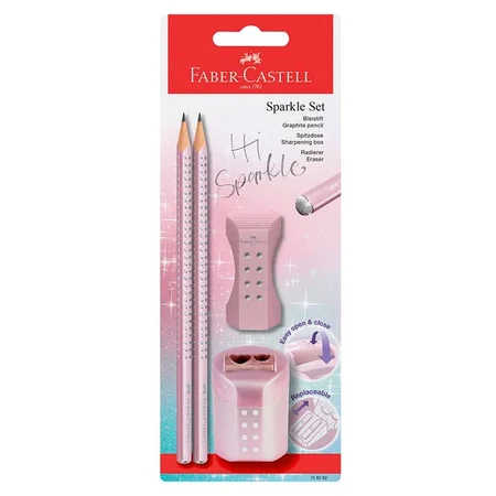Faber-Castell Sparkle-Set 2 Bleistifte+Radiergummi+Anspitzer, rose