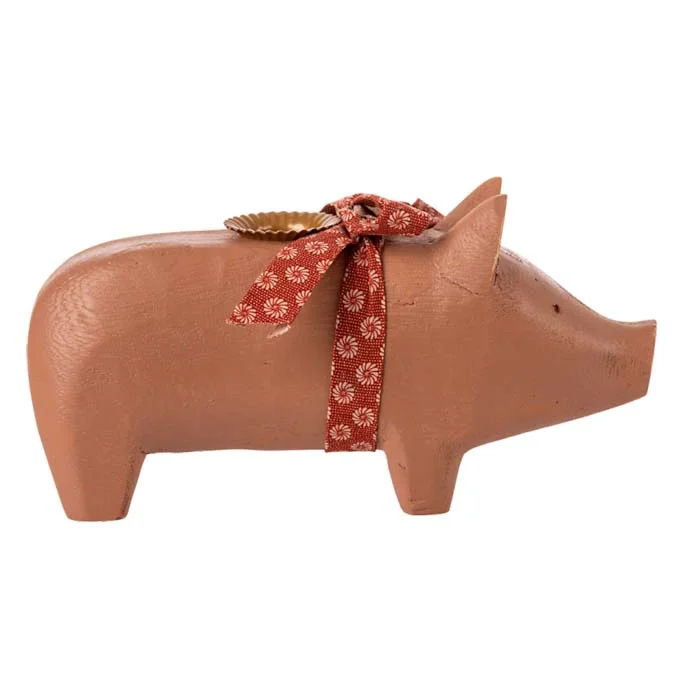 Maileg Schwein Kerzenhalter, medium - Altrosa