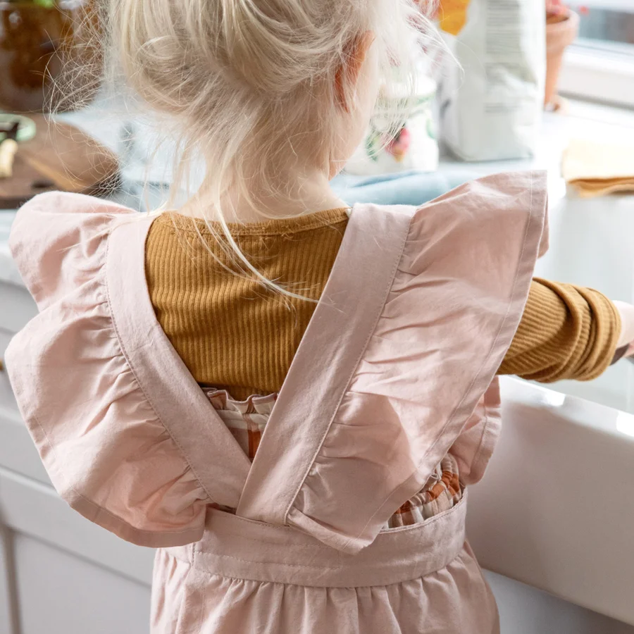 Sebra Kinderschürze mit Kochmütze, dusty pink