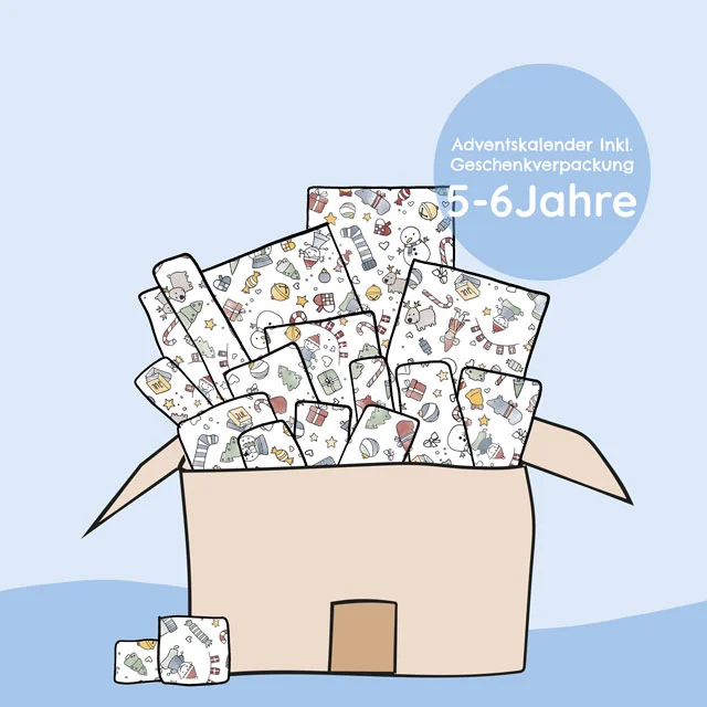 Adventskalender blau, 5-6 Jahre, eingepackt