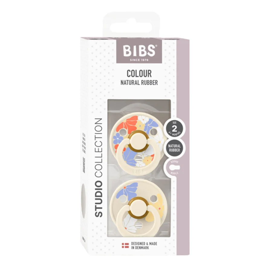 BIBS Studio 2er-Pack Schnuller Gr. 2, morning bloom/ivory mix