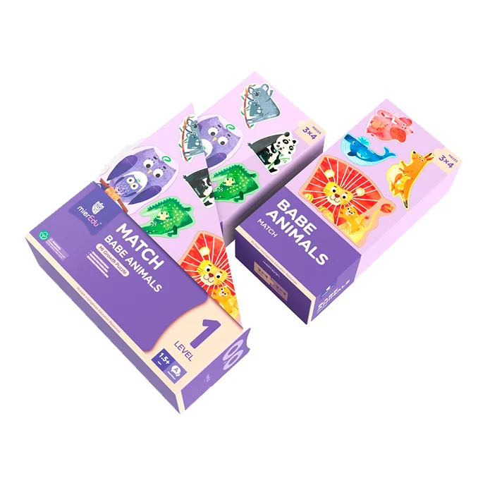 mierEdu, Puzzle 8 x 3 Teile, Tierjunge mit Eltern