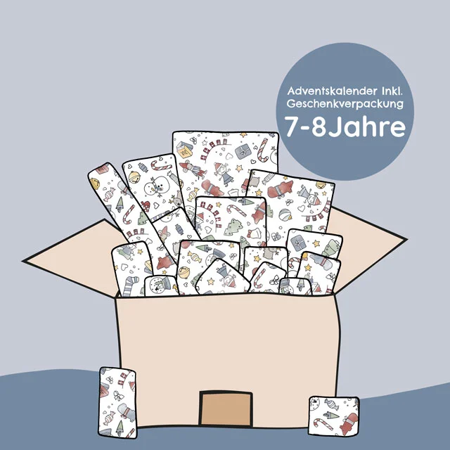 Adventskalender blau, 7-8 Jahre, eingepackt