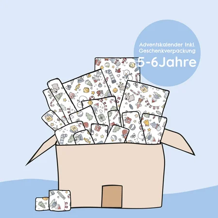 Adventskalender blau, 5-6 Jahre, eingepackt