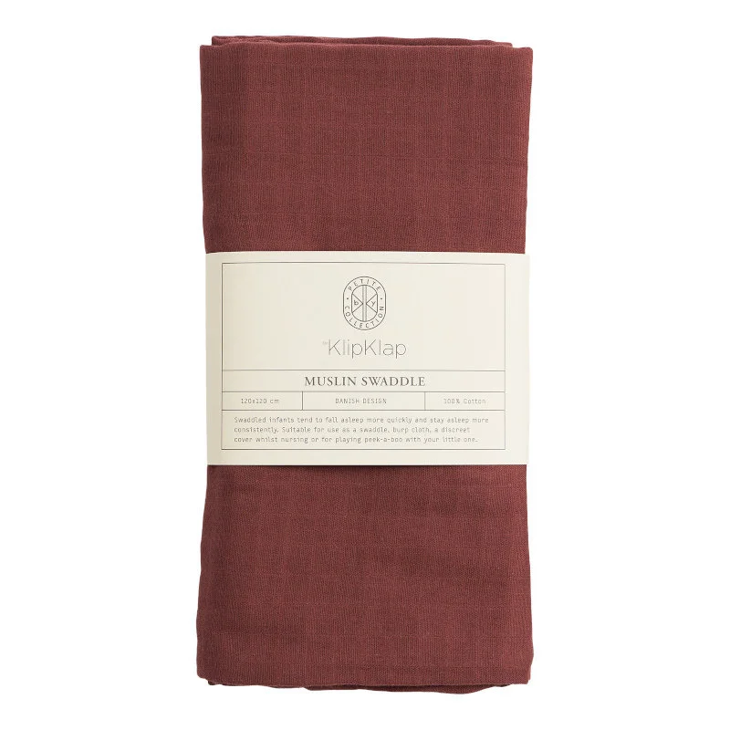 by KlipKlap muslin babysvøb 120 x 120 cm,  Burgundy