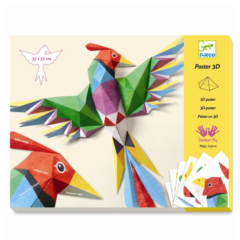 Djeco kreativ æske, 3D papirfoldning - papegøje