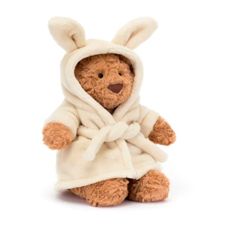 Jellycat bjørn, Bartholomew i morgenkåbe, 26 cm