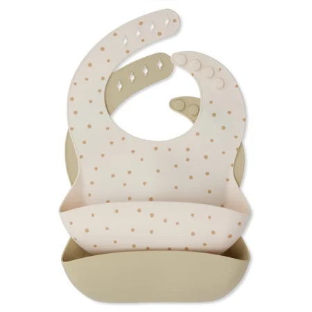 Konges Sløjd 2-pak silikone hagesmæk, Terracotta dot/Limonade
