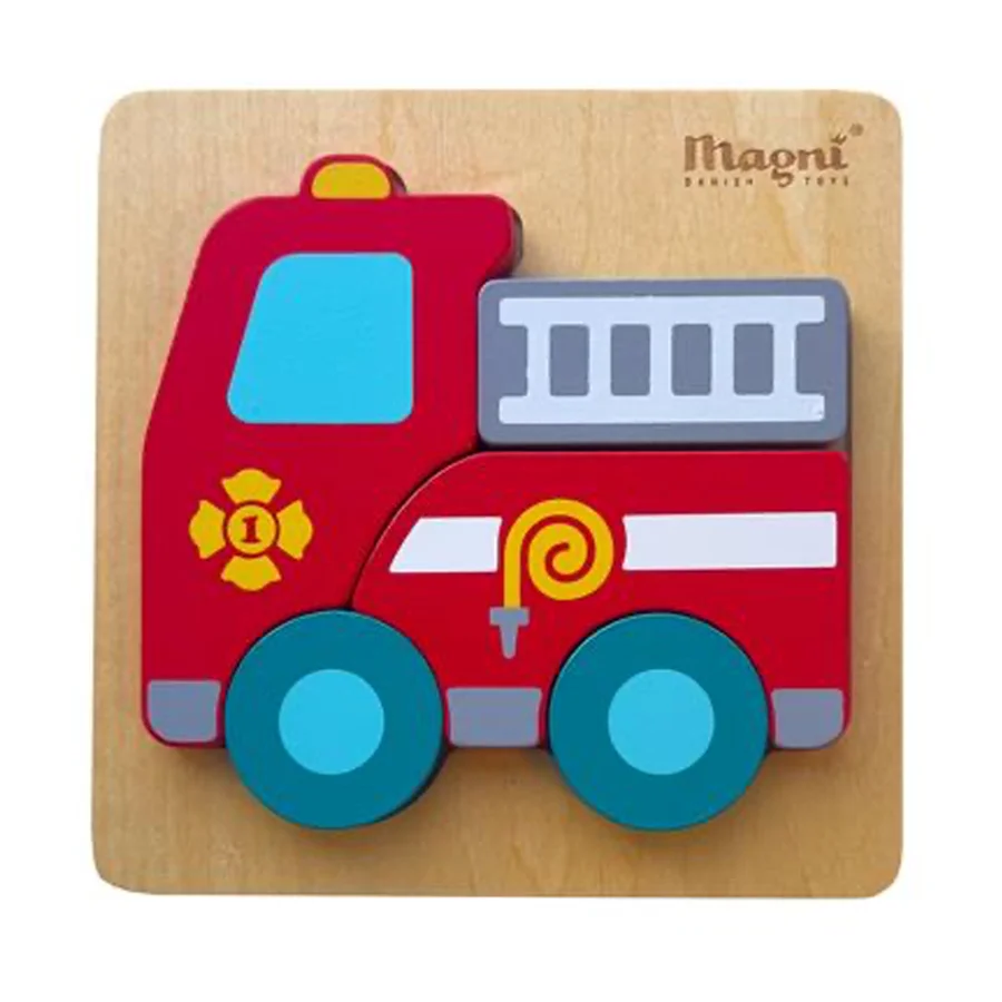 Feuerwehr-Auto Puzzle aus Holz, Magni