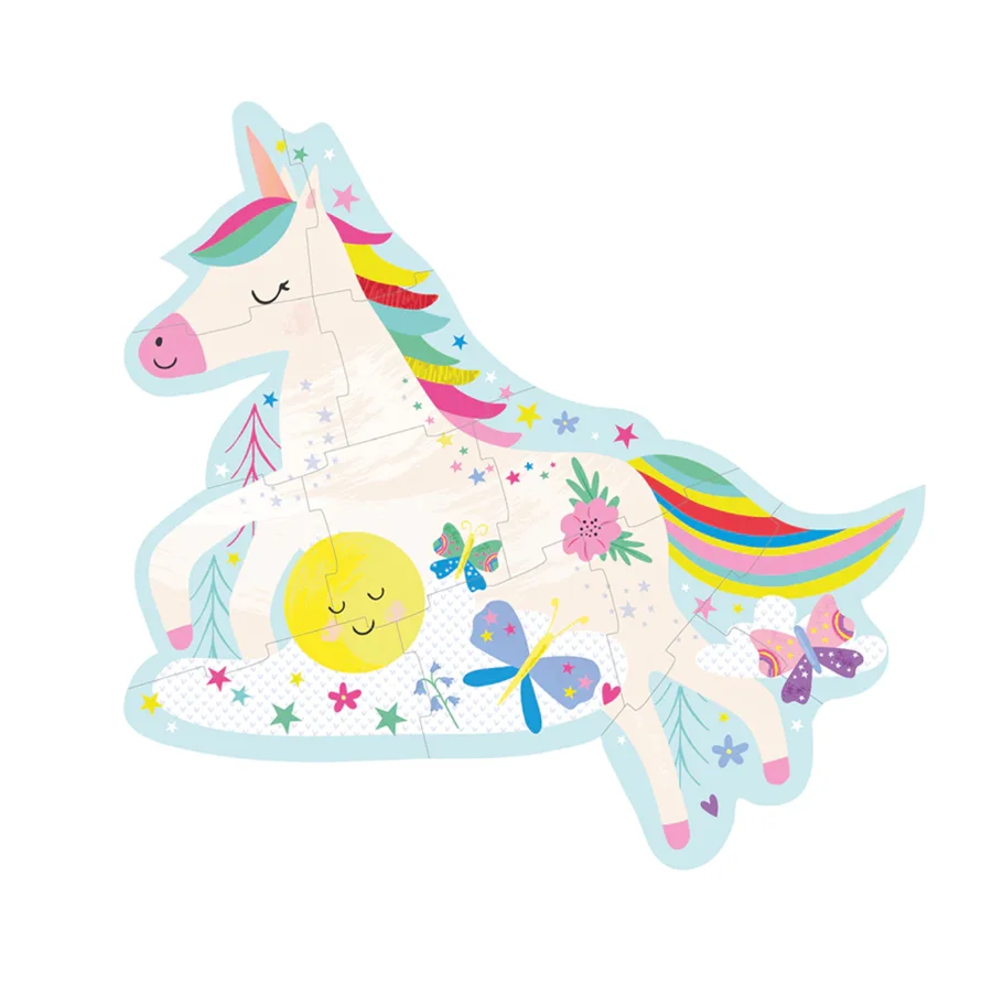 Kinderpuzzle, 12 Teile - Regenbogen-Einhorn, Floss & Rock, 