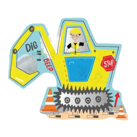 Kinderpuzzle, 12 Teile - Bagger, Floss & Rock