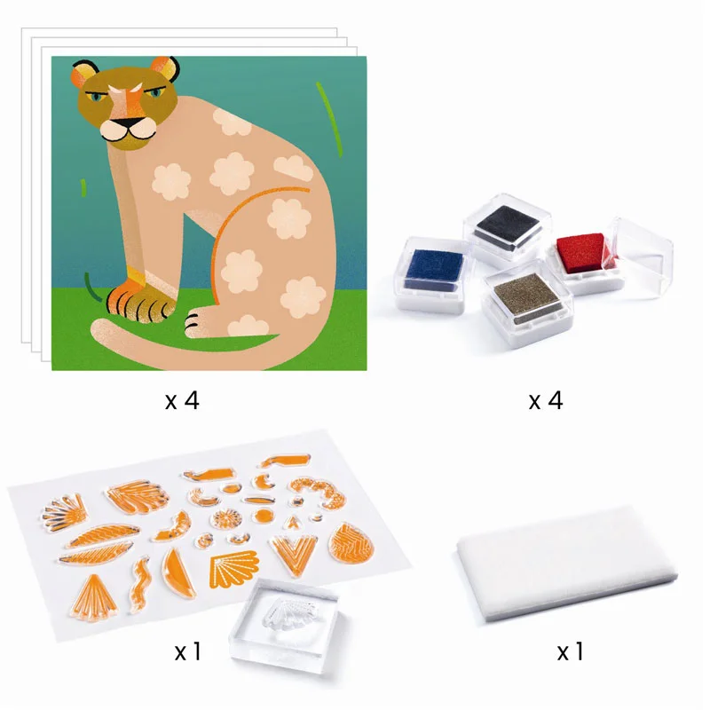 Djeco Kreativbox mit Stempeln, Tiermuster