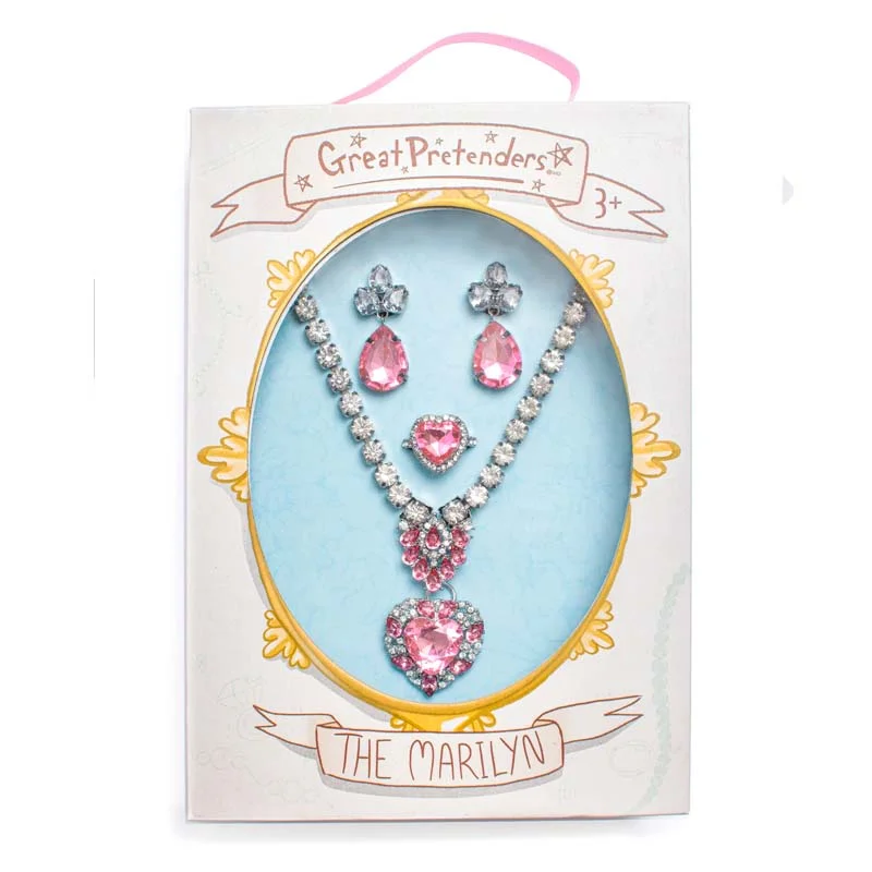 Great Pretenders Schmuckset "The Marilyn", pink/silver 4 Stück