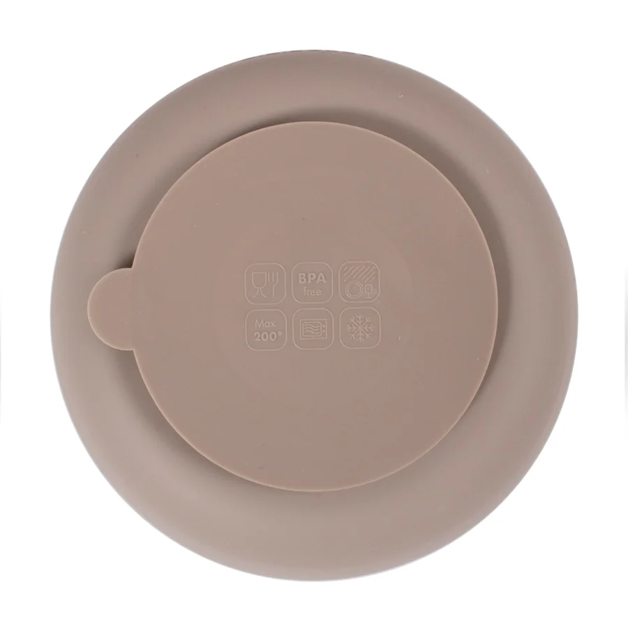 FILIBABBA Silikon-Saugnapfteller mit Fächern, warm grey