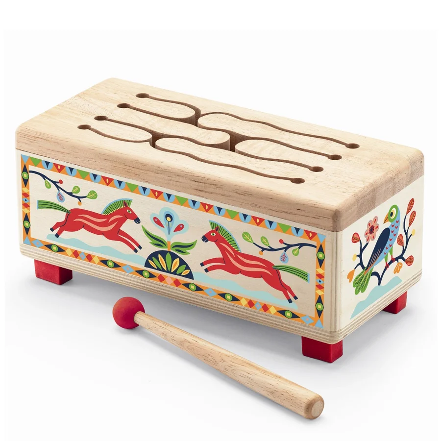 Djeco musikinstrument, firkantet tromme