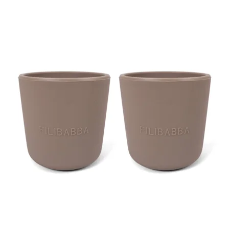 FILIBABBA Silikon-Becher 2er-Pack, warm grey