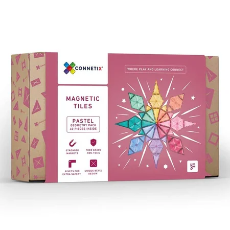 CONNETIX Magnetbausteine, Pastel Geometry - 40 Teile