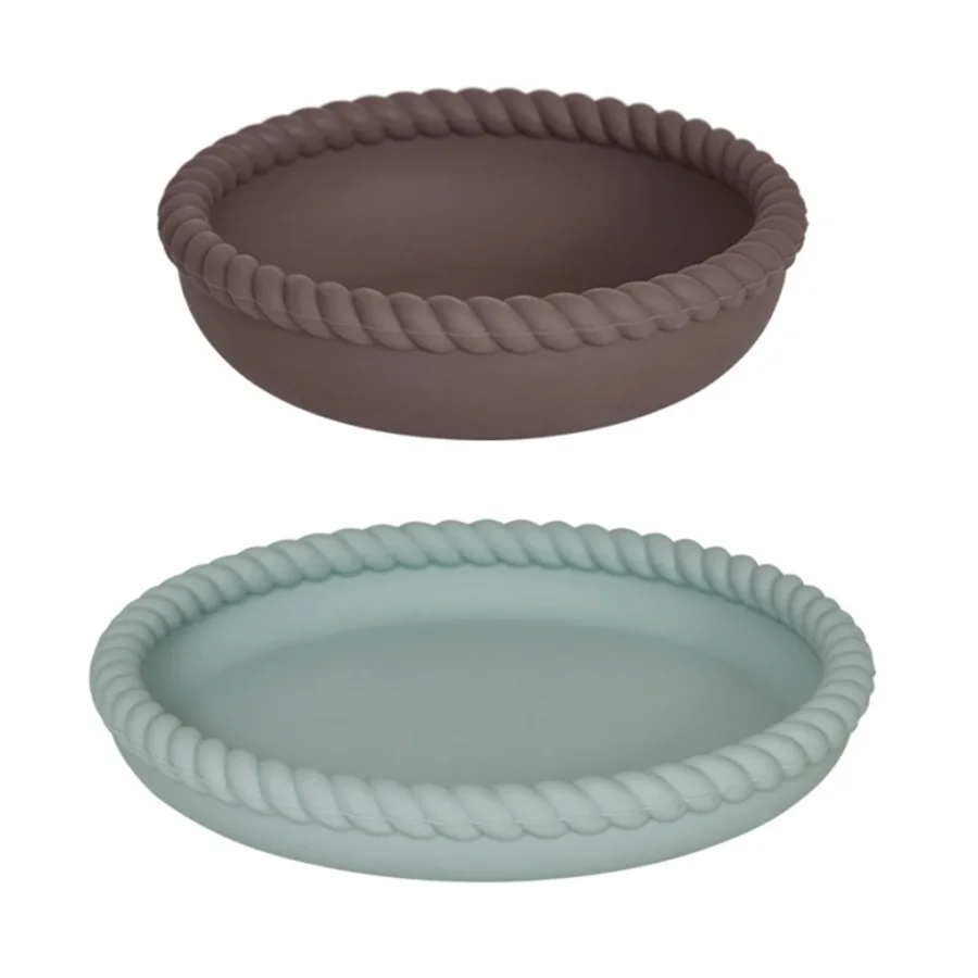 OyOy Mellow Teller und Schale, pale mint/choko