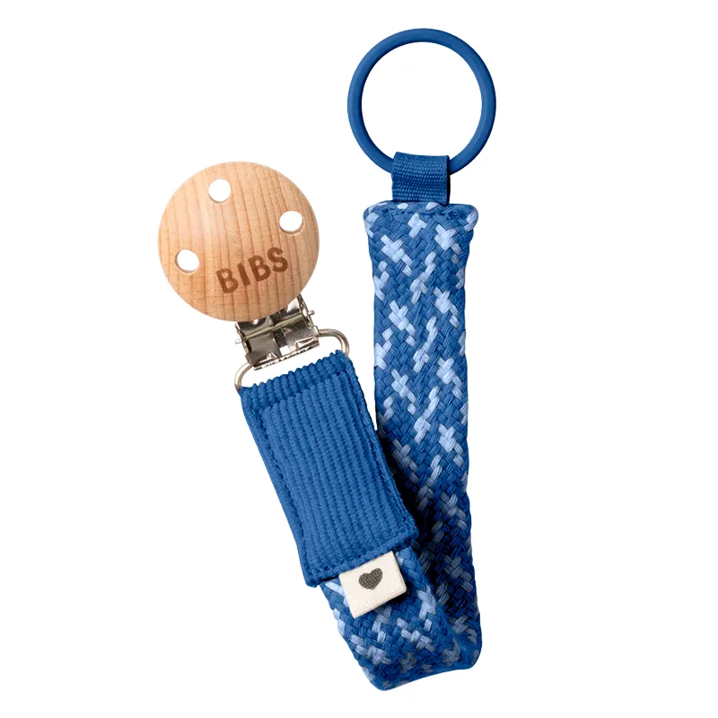 BIBS geflochtene Schnullerkette, cornflower/dusty blue