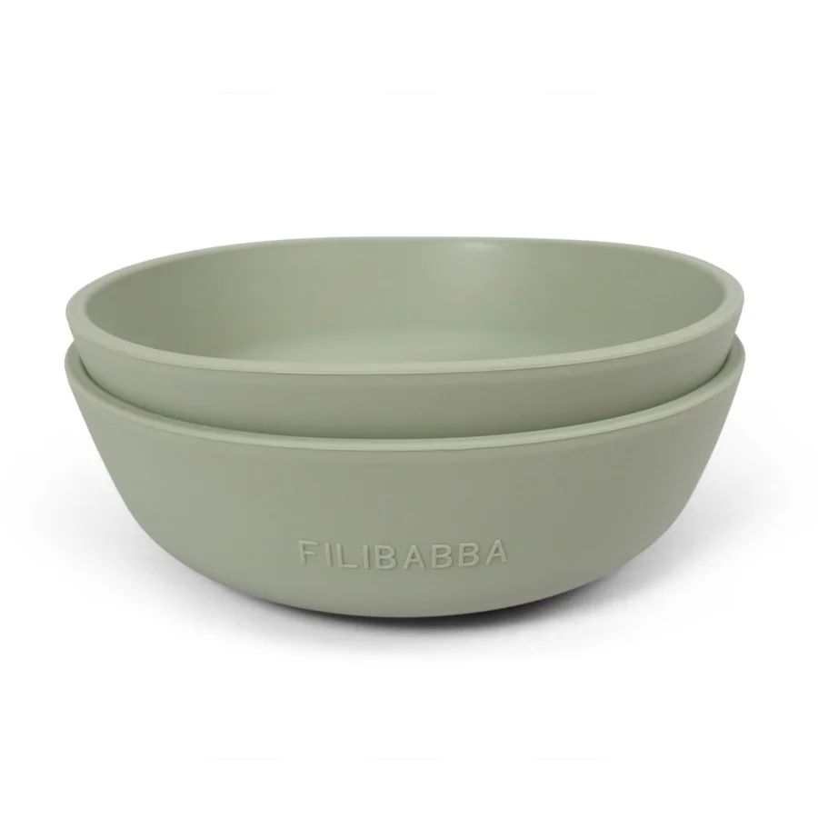 FILIBABBA Silikon-Saugnapfschüssel 2er-Pack, green