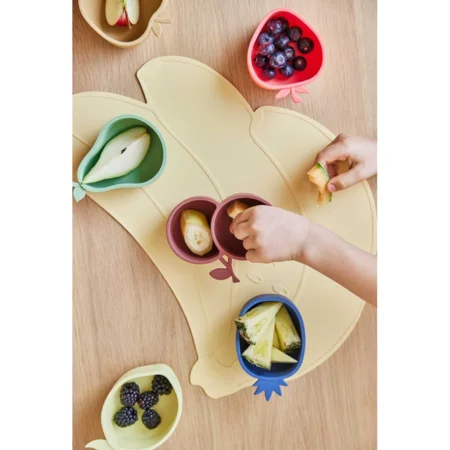 OyOy Yummy Ananas- und Apfelsnackschale, blue/light rubber