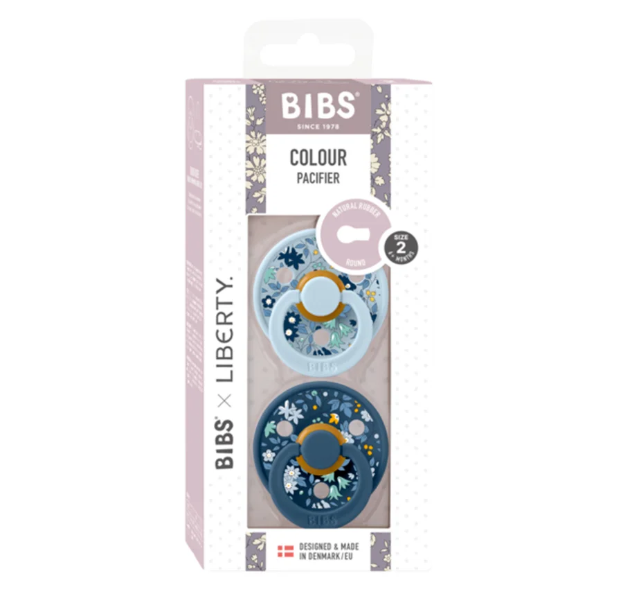 BIBSxLiberty 2er-Pack Schnuller, Gr. 2 (6-18 Monate) chamomile lawn / blue mix