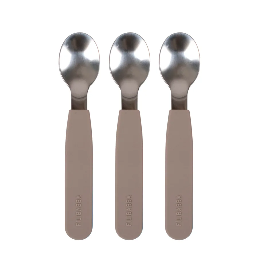 FILIBABBA Silikon-Löffel 3er-Set, warm grey