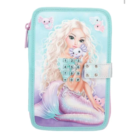 Doppelt-Federtasche mit Code, mermaid, Topmodel 