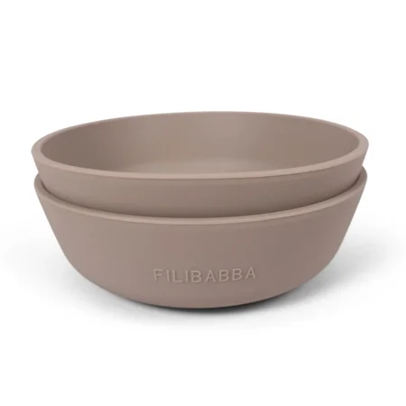 FILIBABBA Silikon-Saugnapfschüssel  2er-Pack, warm grey