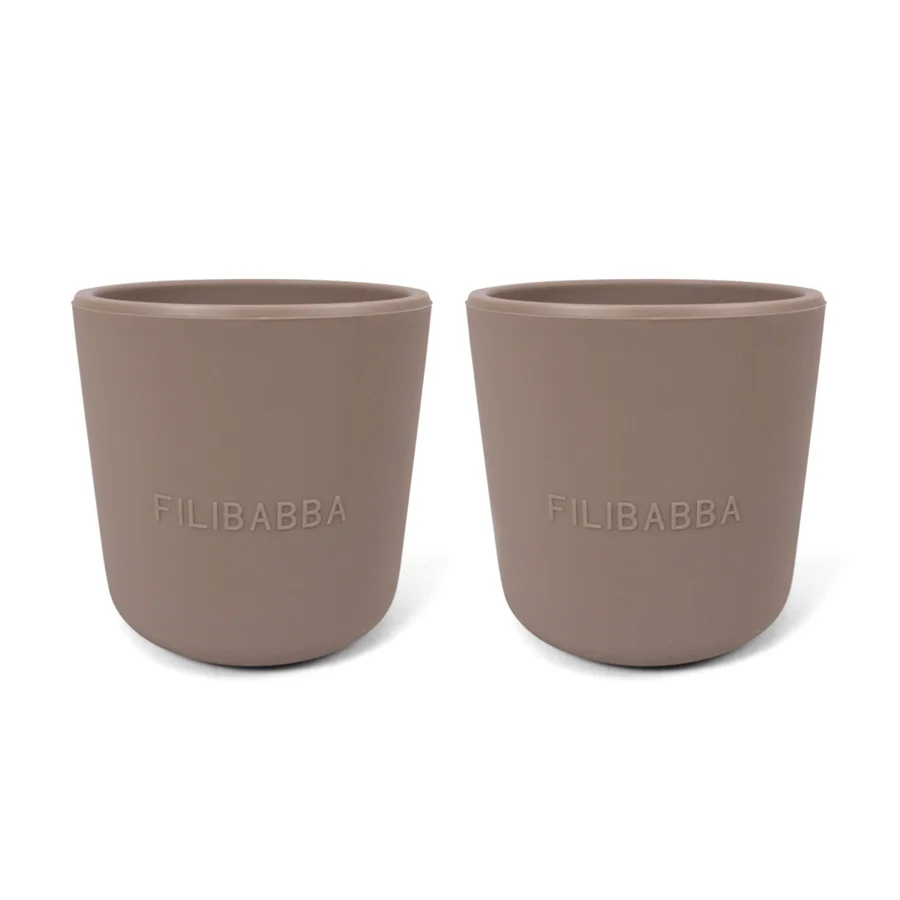 FILIBABBA Silikon-Becher 2er-Pack, warm grey
