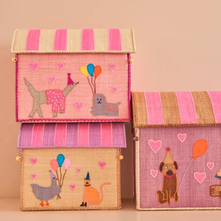 RICE Aufbewahrungshaus-Kiste, party animal pink - mittel
