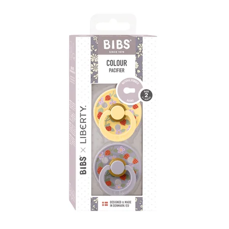 BIBS 2er-Pack Liberty Schnuller, Gr. 2 Strawberries and Cream/Pale Butter Mix
