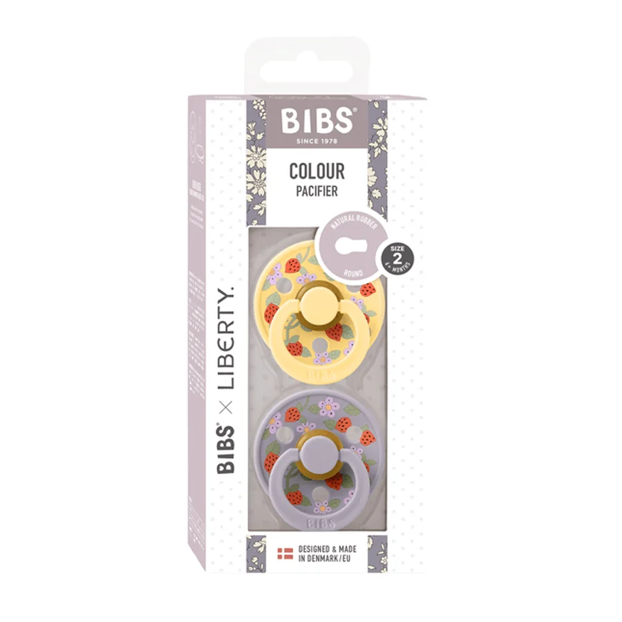 BIBS 2er-Pack Liberty Schnuller, Gr. 2 Strawberries and Cream/Pale Butter Mix