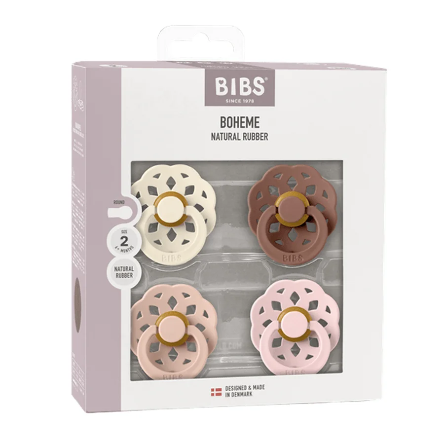 Bibs 4er-Pack Boheme Schnuller, Gr. 2 - Ivory/Sand/Vanilla/Dark Oak