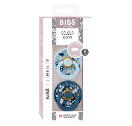 BIBSxLiberty 2er-Pack Schnuller, Gr. 2 (6-18 Monate) chamomile lawn / blue mix