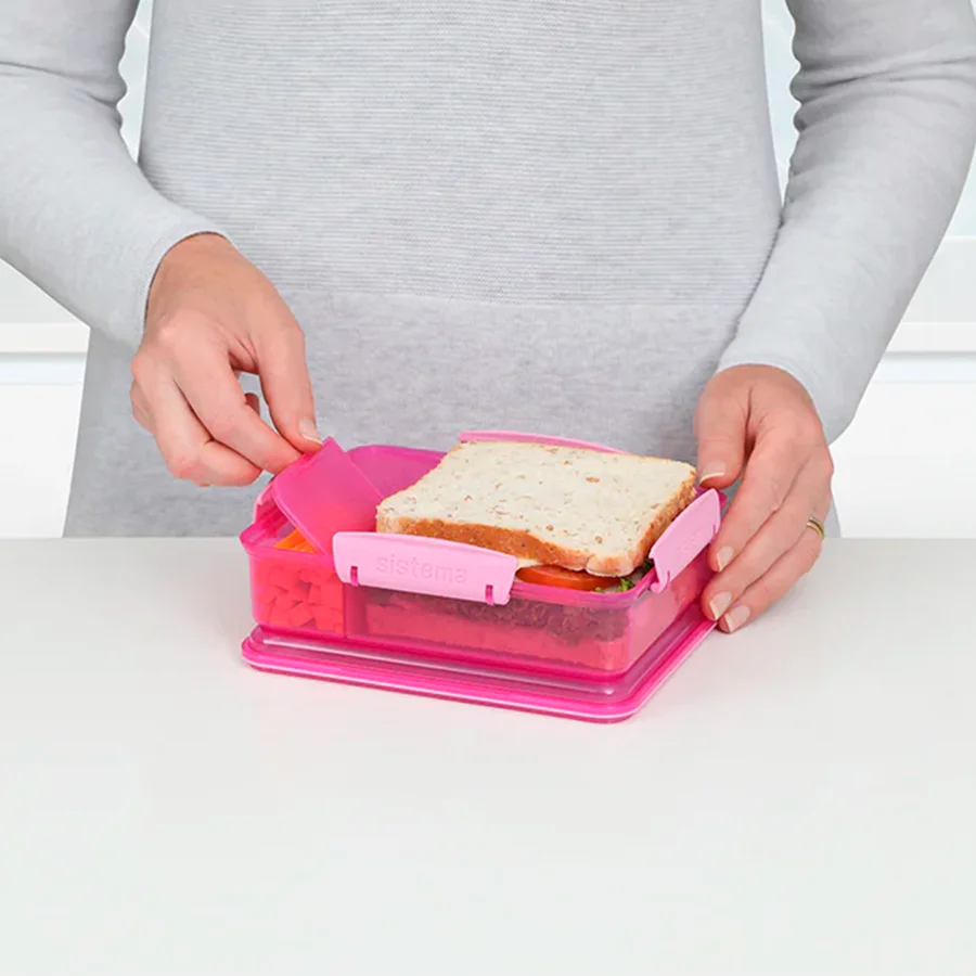 Sistema Brotbox mit 3 Fächern, pink