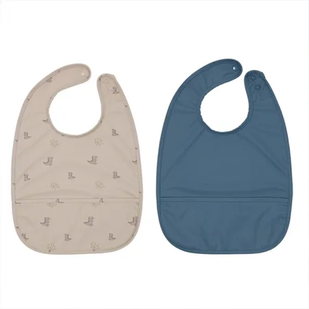 OYOY 2er-Pack Lätzchen Dino, Blau/Clay