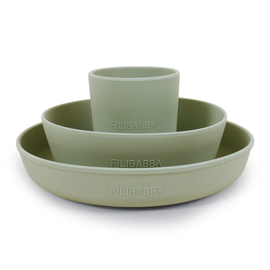 Filibabba Silikon-Geschirrset, green