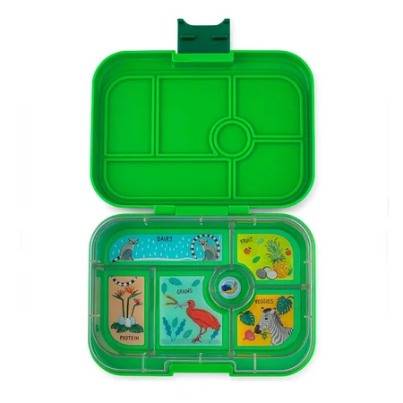 Yumbox Original madkasse m. 6 rum, Bamboo Green - Jungle tray