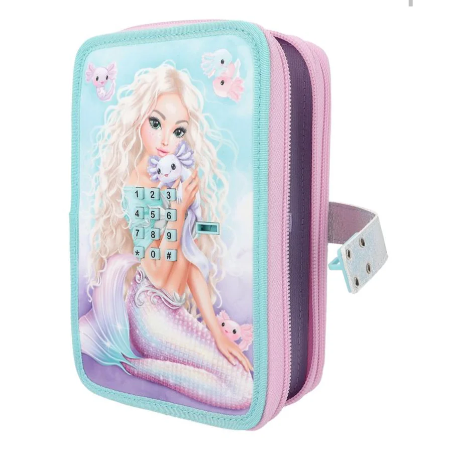 Doppelt-Federtasche mit Code, mermaid, Topmodel 