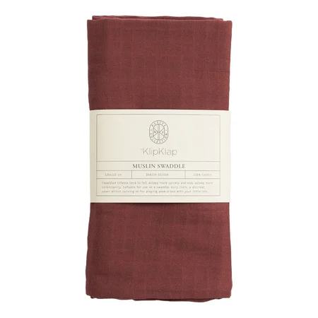 by KlipKlap muslin babysvøb 120 x 120 cm,  Burgundy