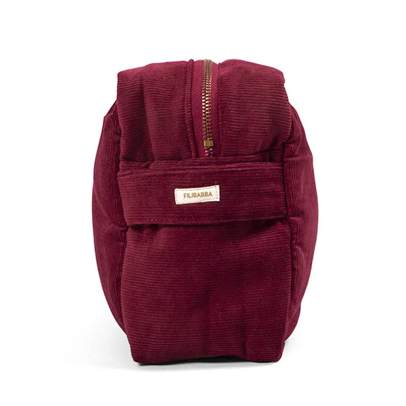 Filibabba stor toilettaske babyfløjl, Deeply Red