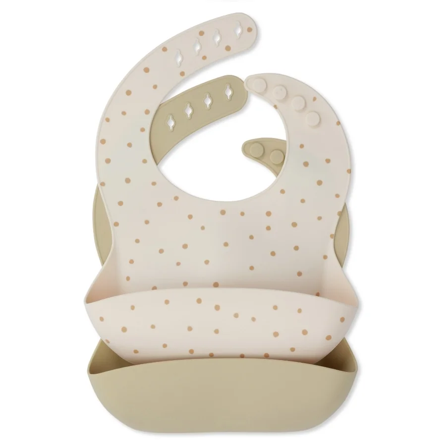 Konges Sløjd 2-pak silikone hagesmæk, Terracotta dot/Limonade