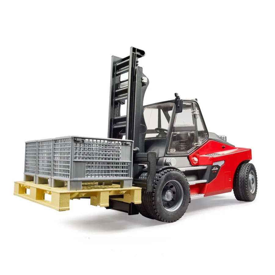 Bruder Linde HT160 Stor Gaffeltruck m palle og kasser
