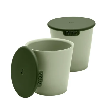 BIBS 2er-Pack Becher m. Deckel, sage