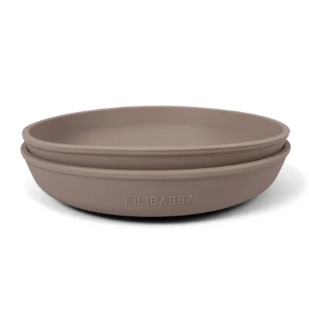 FILIBABBA Silikon-Saugnapfteller 2er-Pack, warm grey