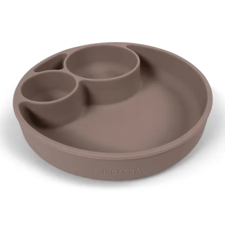 FILIBABBA Silikon-Saugnapfteller mit Fächern, warm grey