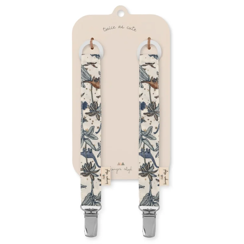 Konges Sløjd 2er-Pack Schnullerkette, Dino Blue